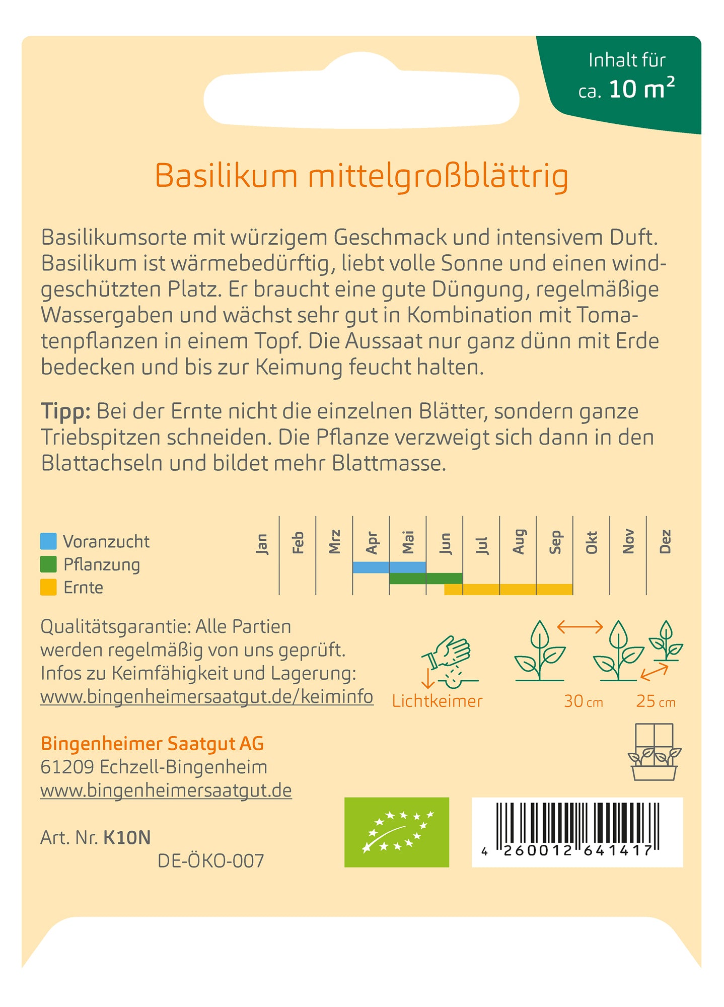 Basilikum mittelgroßblättrig | BIO Basilikumsamen von Bingenheimer Saatgut