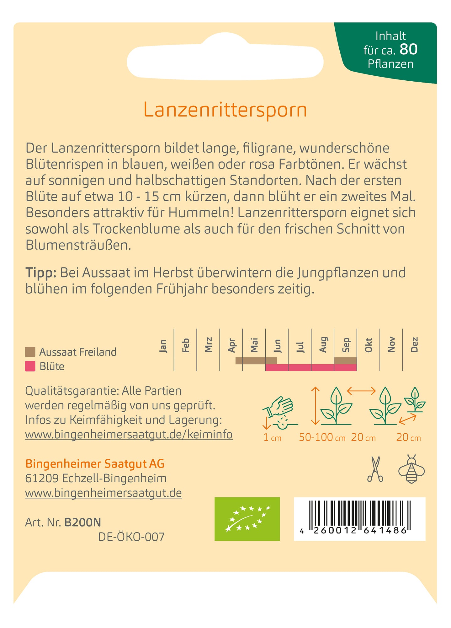 Lanzenrittersporn | BIO Ritterspornsamen von Bingenheimer Saatgut