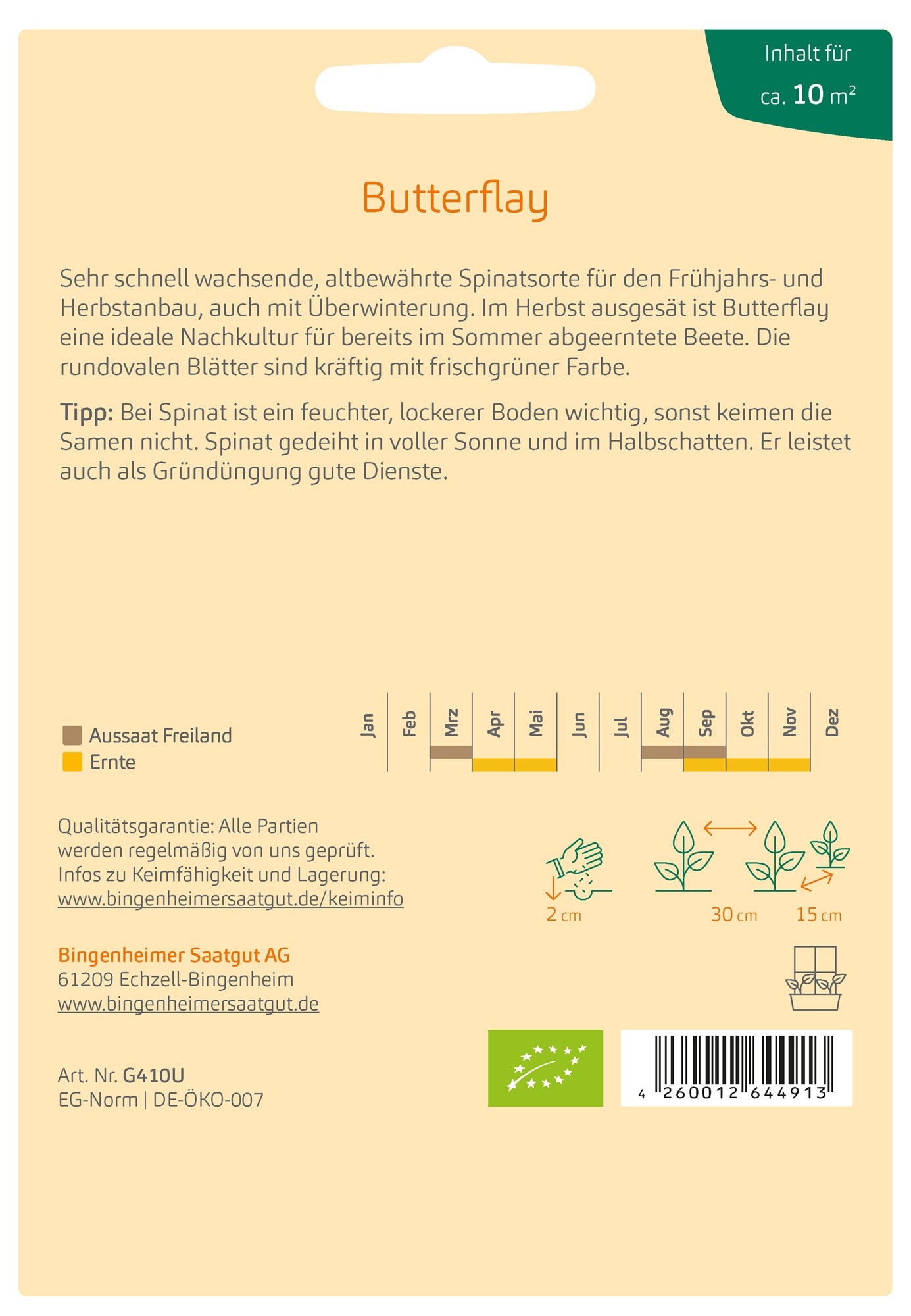 Spinat Butterflay | BIO Spinatsamen von Bingenheimer Saatgut