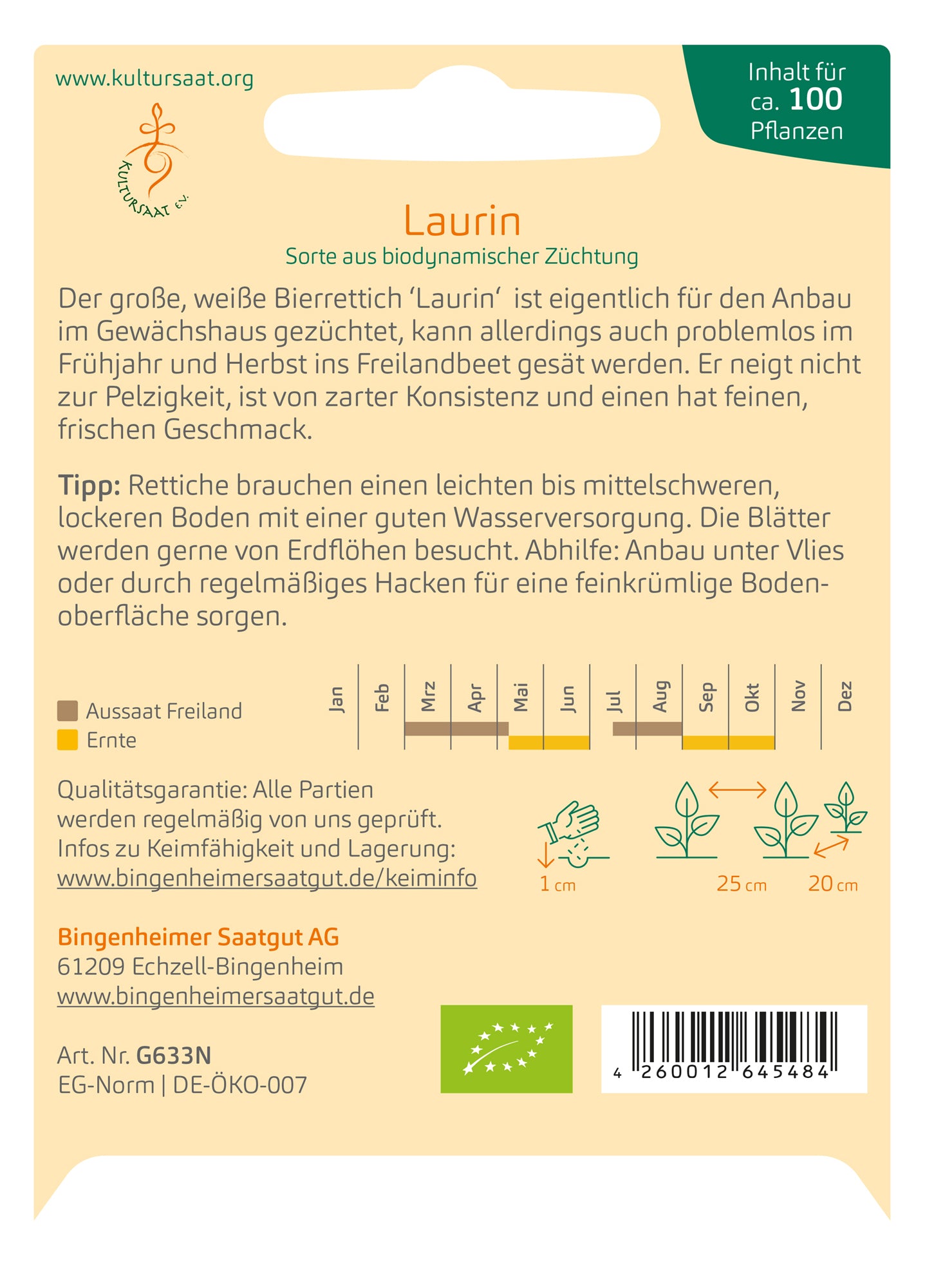 Rettich Laurin | BIO Rettichsamen von Bingenheimer Saatgut