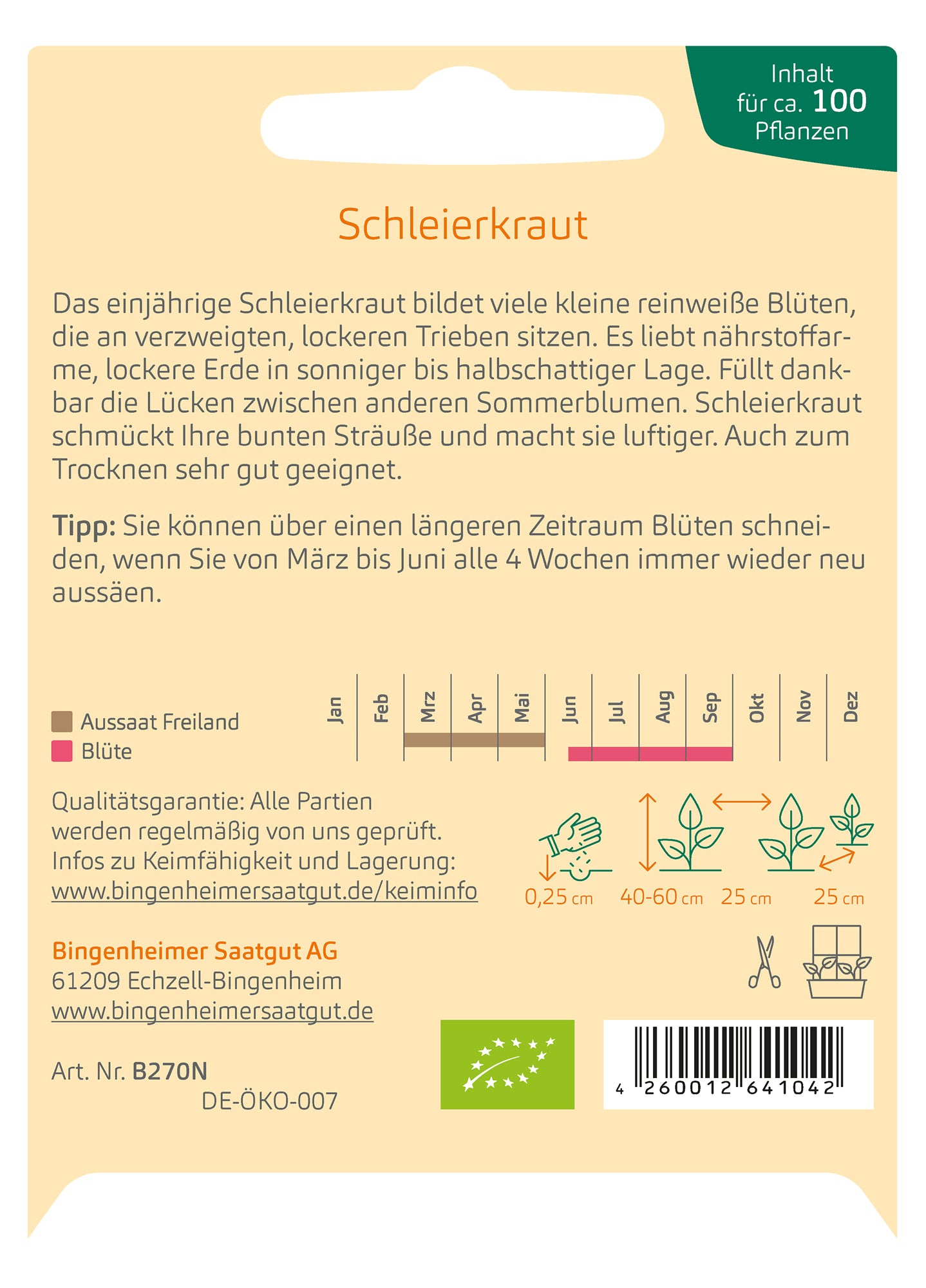 Schleierkraut (weiß) | BIO Schleierkrautsamen von Bingenheimer Saatgut