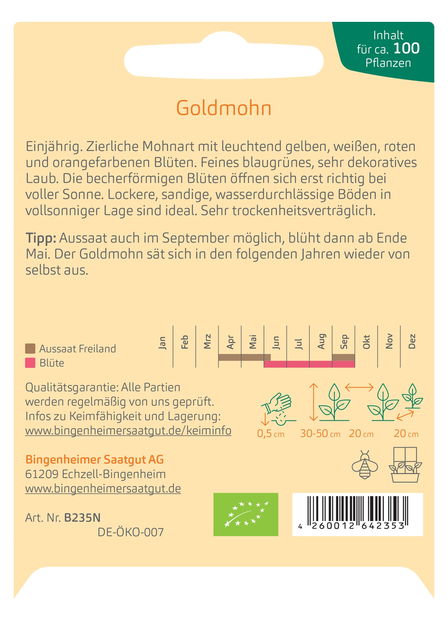 Goldmohn | BIO Mohnsamen von Bingenheimer Saatgut